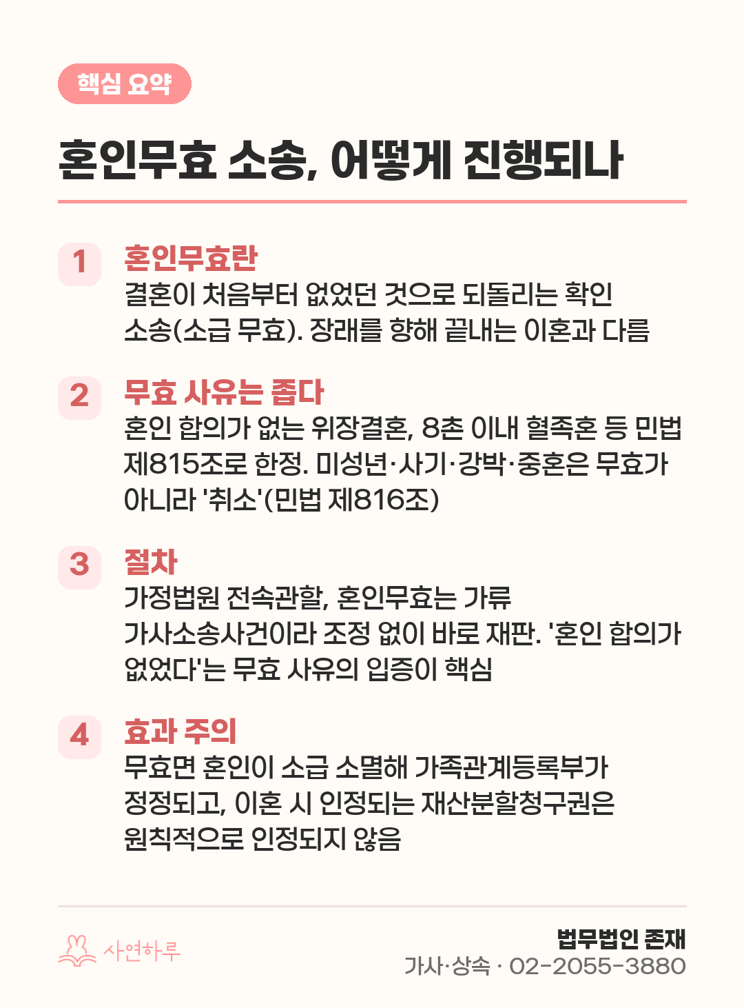 혼인무효 소송, 어떻게 진행되나 — 사유·절차·효과 한눈에 핵심 요약